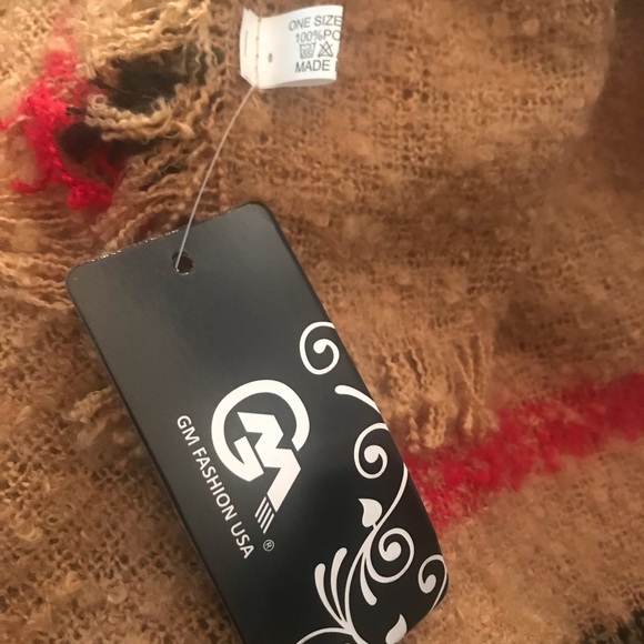 🆕 GM Fashion USA Cozy Plaid Cowl Neck Poncho - Picture 5 of 5